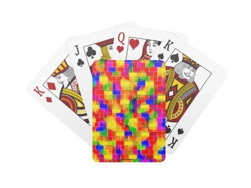 Playing Cards-BRICK WALL SMUDGED Standard Playing Cards-Multicolor Bright-from COLORADDICTED.COM-