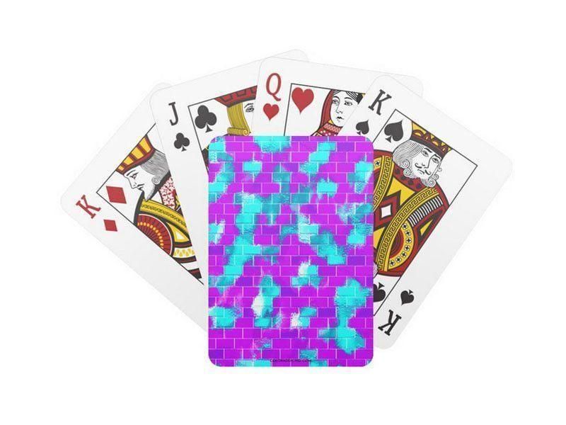 Playing Cards-BRICK WALL SMUDGED Standard Playing Cards-Purples &amp; Violets &amp; Turquoises-from COLORADDICTED.COM-