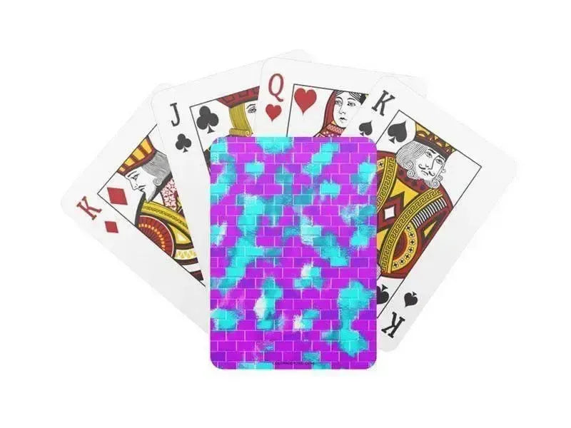 Playing Cards-BRICK WALL SMUDGED Standard Playing Cards-Purples & Violets & Turquoises-from COLORADDICTED.COM-