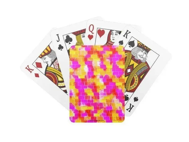 Playing Cards-BRICK WALL SMUDGED Standard Playing Cards-Reds & Oranges & Yellows & Fuchsias-from COLORADDICTED.COM-