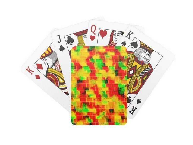 Playing Cards-BRICK WALL SMUDGED Standard Playing Cards-Reds &amp; Oranges &amp; Yellows &amp; Greens-from COLORADDICTED.COM-