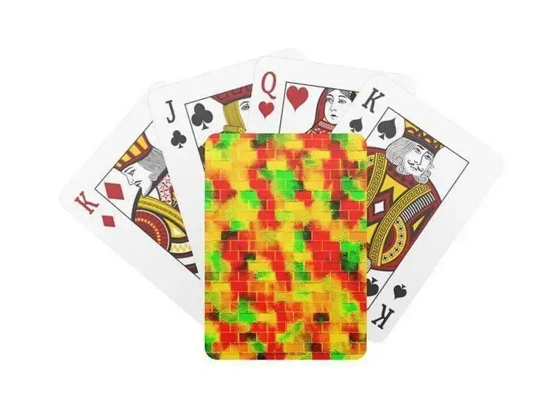 Playing Cards-BRICK WALL SMUDGED Standard Playing Cards-Reds & Oranges & Yellows & Greens-from COLORADDICTED.COM-