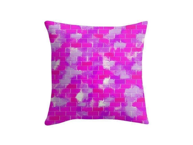 Throw Pillows &amp; Throw Pillow Cases-BRICK WALL SMUDGED Throw Pillows &amp; Throw Pillow Cases-Purples &amp; Violets &amp; Fuchsias-from COLORADDICTED.COM-
