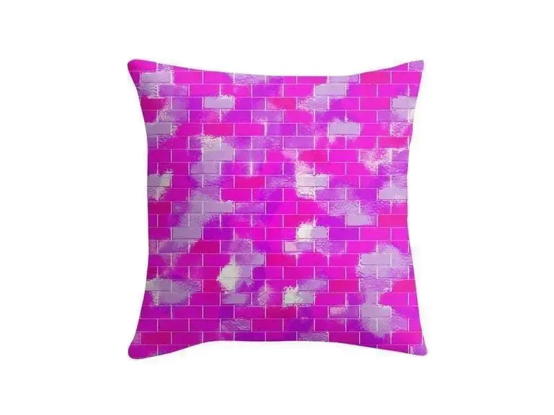 Throw Pillows & Throw Pillow Cases-BRICK WALL SMUDGED Throw Pillows & Throw Pillow Cases-Purples & Violets & Fuchsias-from COLORADDICTED.COM-