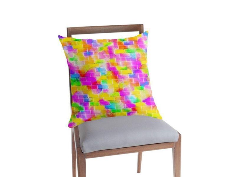 Throw Pillows & Throw Pillow Cases-BRICK WALL SMUDGED Throw Pillows & Throw Pillow Cases-from COLORADDICTED.COM-