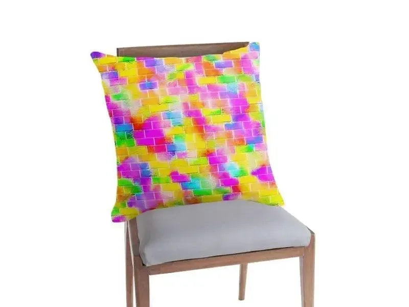 Throw Pillows & Throw Pillow Cases-BRICK WALL SMUDGED Throw Pillows & Throw Pillow Cases-from COLORADDICTED.COM-