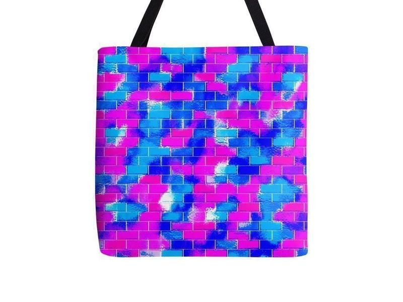 Tote Bags-BRICK WALL SMUDGED Tote Bags-Blues &amp; Fuchsias-from COLORADDICTED.COM-