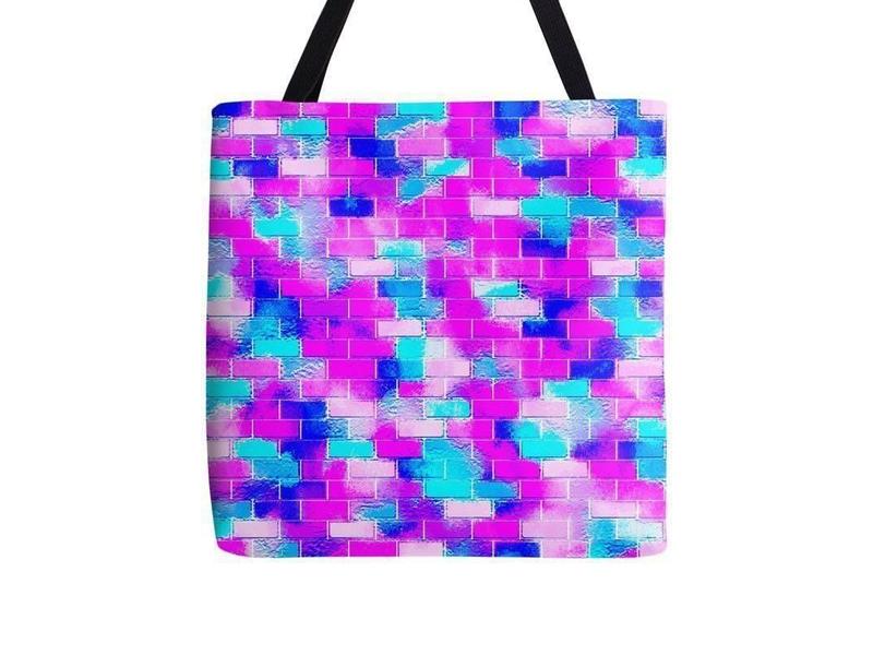Tote Bags-BRICK WALL SMUDGED Tote Bags-Blues &amp; Purples &amp; Fuchsias &amp; Pinks-from COLORADDICTED.COM-