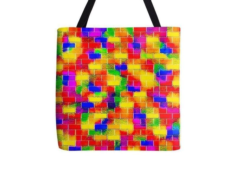 Tote Bags-BRICK WALL SMUDGED Tote Bags-Multicolor Bright-from COLORADDICTED.COM-