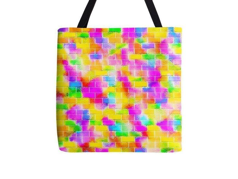 Tote Bags-BRICK WALL SMUDGED Tote Bags-Multicolor Light-from COLORADDICTED.COM-