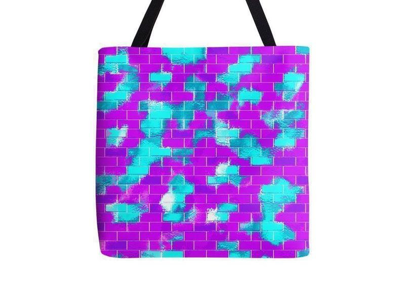 Tote Bags-BRICK WALL SMUDGED Tote Bags-Purples &amp; Violets &amp; Turquoises-from COLORADDICTED.COM-