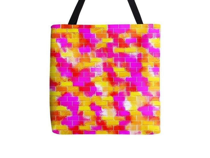 Tote Bags-BRICK WALL SMUDGED Tote Bags-Reds &amp; Oranges &amp; Yellows &amp; Fuchsias-from COLORADDICTED.COM-