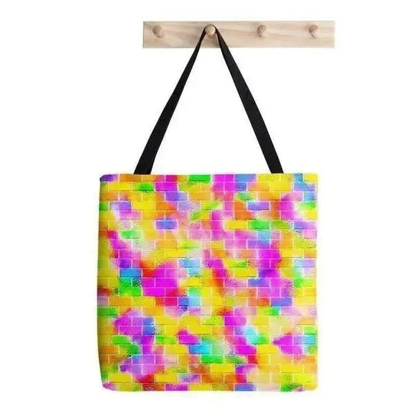 Tote Bags-BRICK WALL SMUDGED Tote Bags-from COLORADDICTED.COM-