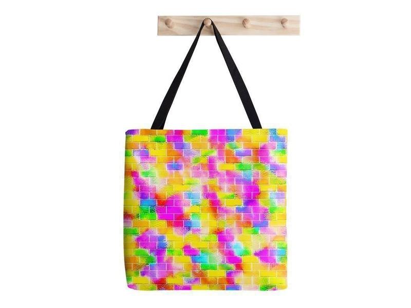 Tote Bags-BRICK WALL SMUDGED Tote Bags-Multicolor Light-from COLORADDICTED.COM-