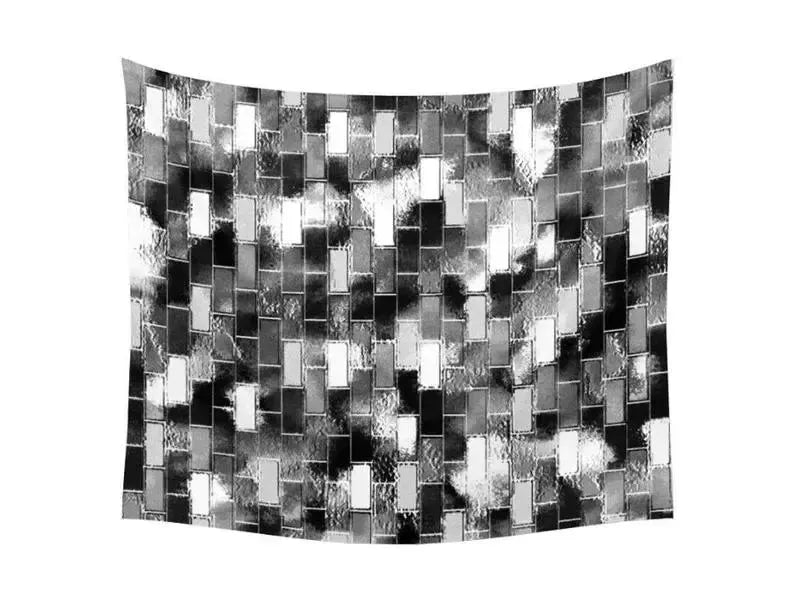 Wall Tapestries-BRICK WALL SMUDGED Wall Tapestries-Black & Grays & White-from COLORADDICTED.COM-
