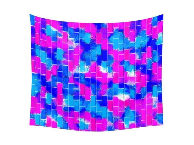 Wall Tapestries-BRICK WALL SMUDGED Wall Tapestries-Blues &amp; Fuchsias-from COLORADDICTED.COM-