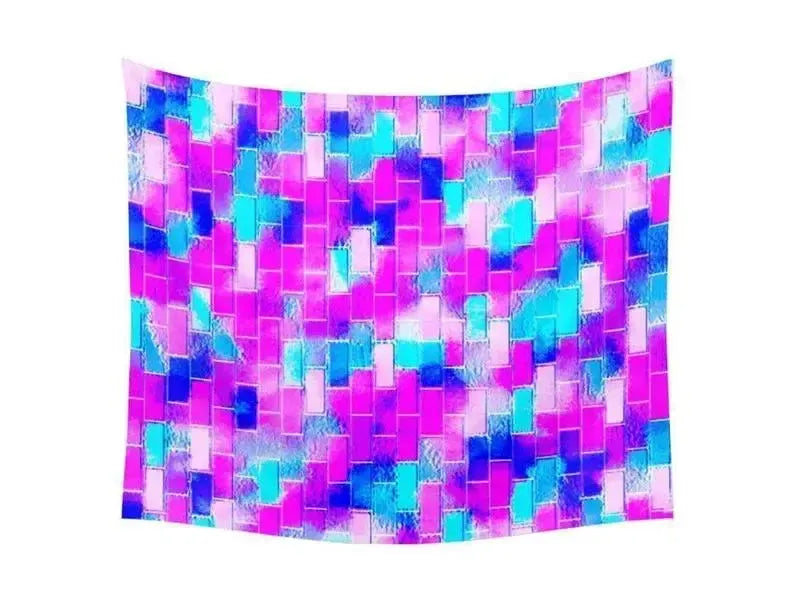 Wall Tapestries-BRICK WALL SMUDGED Wall Tapestries-Blues & Purples & Fuchsias & Pinks-from COLORADDICTED.COM-