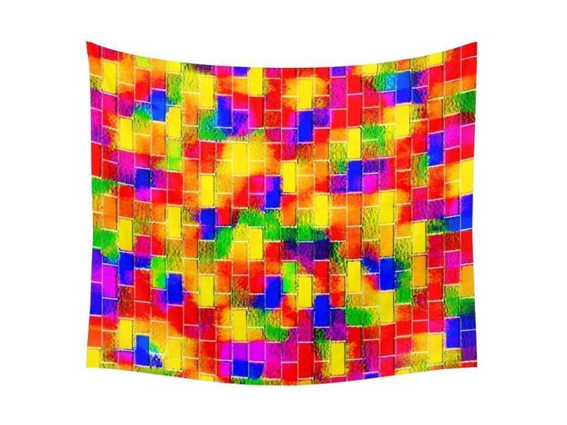 Wall Tapestries-BRICK WALL SMUDGED Wall Tapestries-Multicolor Bright-from COLORADDICTED.COM-