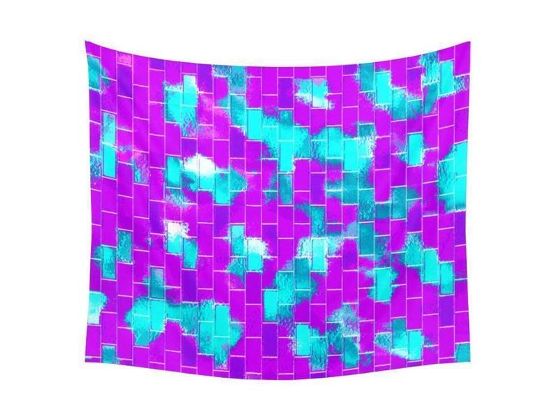 Wall Tapestries-BRICK WALL SMUDGED Wall Tapestries-Purples &amp; Violets &amp; Turquoises-from COLORADDICTED.COM-
