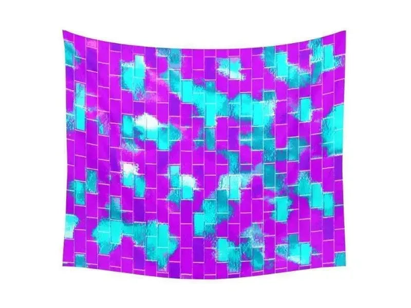Wall Tapestries-BRICK WALL SMUDGED Wall Tapestries-Purples & Violets & Turquoises-from COLORADDICTED.COM-