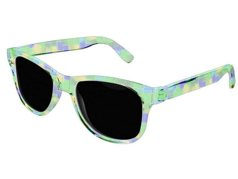 Wayfarer Sunglasses-BRICK WALL SMUDGED Wayfarer Sunglasses (transparent background)-Blues, Greens &amp; Yellows-from COLORADDICTED.COM-