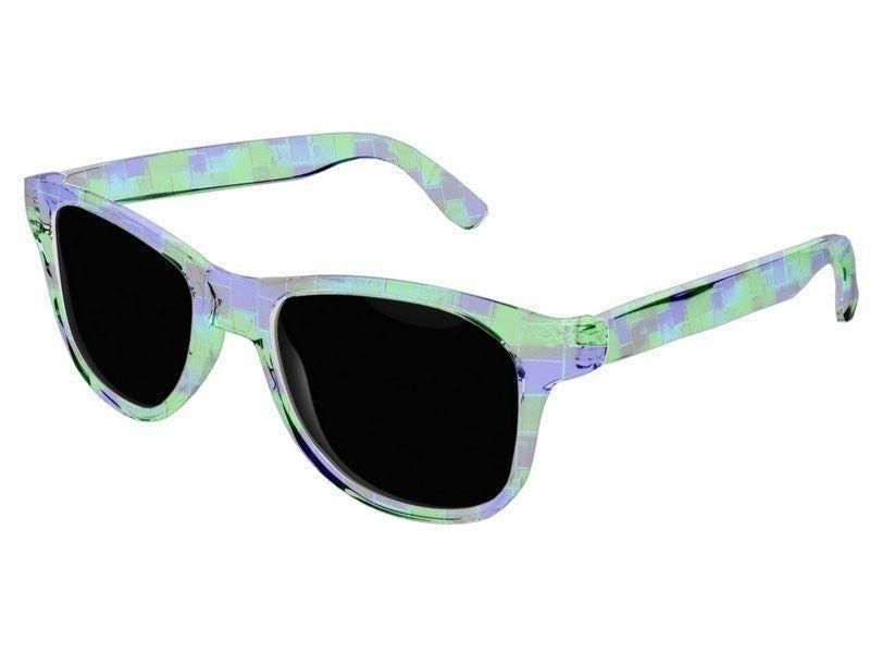 Wayfarer Sunglasses-BRICK WALL SMUDGED Wayfarer Sunglasses (transparent background)-Blues &amp; Greens-from COLORADDICTED.COM-