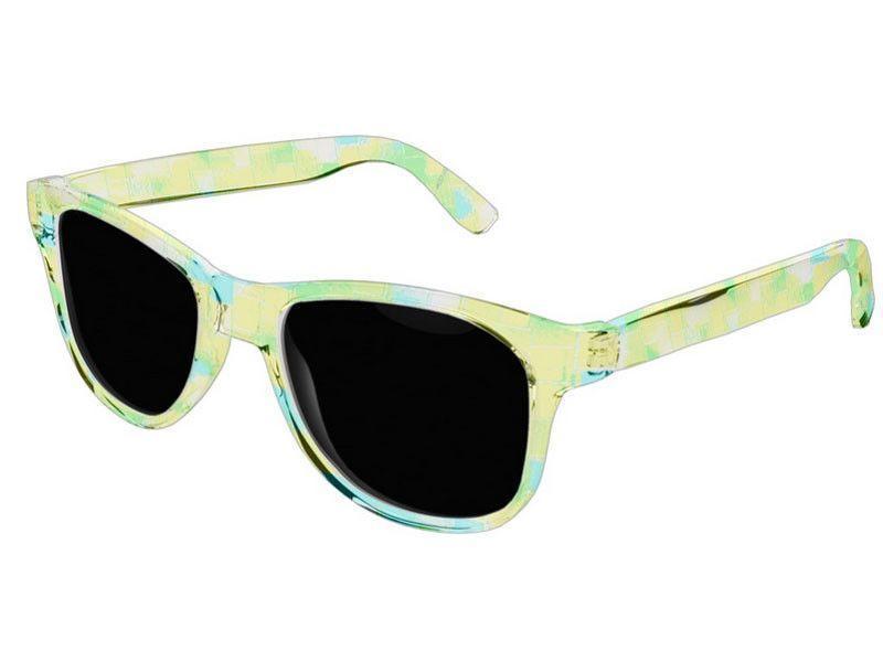 Wayfarer Sunglasses-BRICK WALL SMUDGED Wayfarer Sunglasses (transparent background)-Greens, Yellows &amp; Light Blues-from COLORADDICTED.COM-