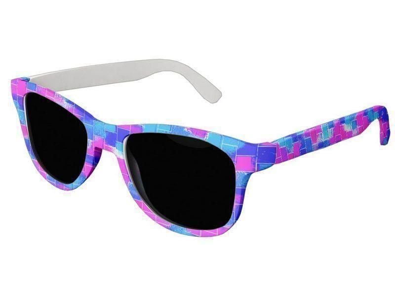 Wayfarer Sunglasses-BRICK WALL SMUDGED Wayfarer Sunglasses (white background)-Blues &amp; Fuchsias-from COLORADDICTED.COM-
