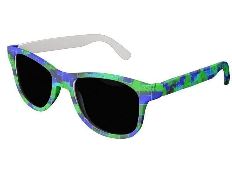 Wayfarer Sunglasses-BRICK WALL SMUDGED Wayfarer Sunglasses (white background)-Blues &amp; Greens-from COLORADDICTED.COM-