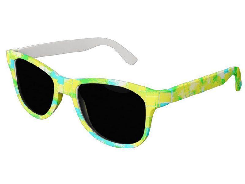 Wayfarer Sunglasses-BRICK WALL SMUDGED Wayfarer Sunglasses (white background)-Greens, Yellows &amp; Light Blues-from COLORADDICTED.COM-