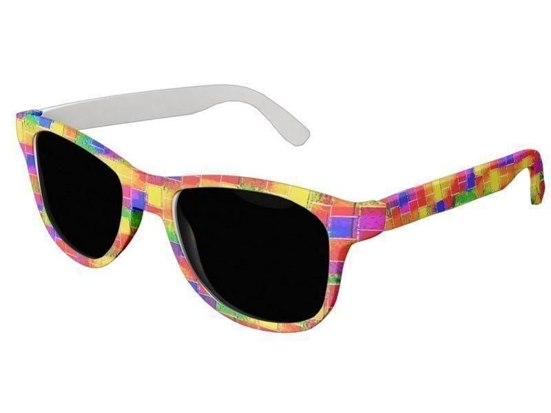Wayfarer Sunglasses-BRICK WALL SMUDGED Wayfarer Sunglasses (white background)-Multicolor Bright-from COLORADDICTED.COM-