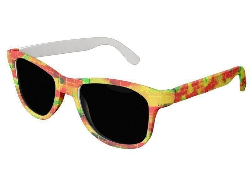 Wayfarer Sunglasses-BRICK WALL SMUDGED Wayfarer Sunglasses (white background)-Reds, Oranges, Yellows &amp; Greens-from COLORADDICTED.COM-