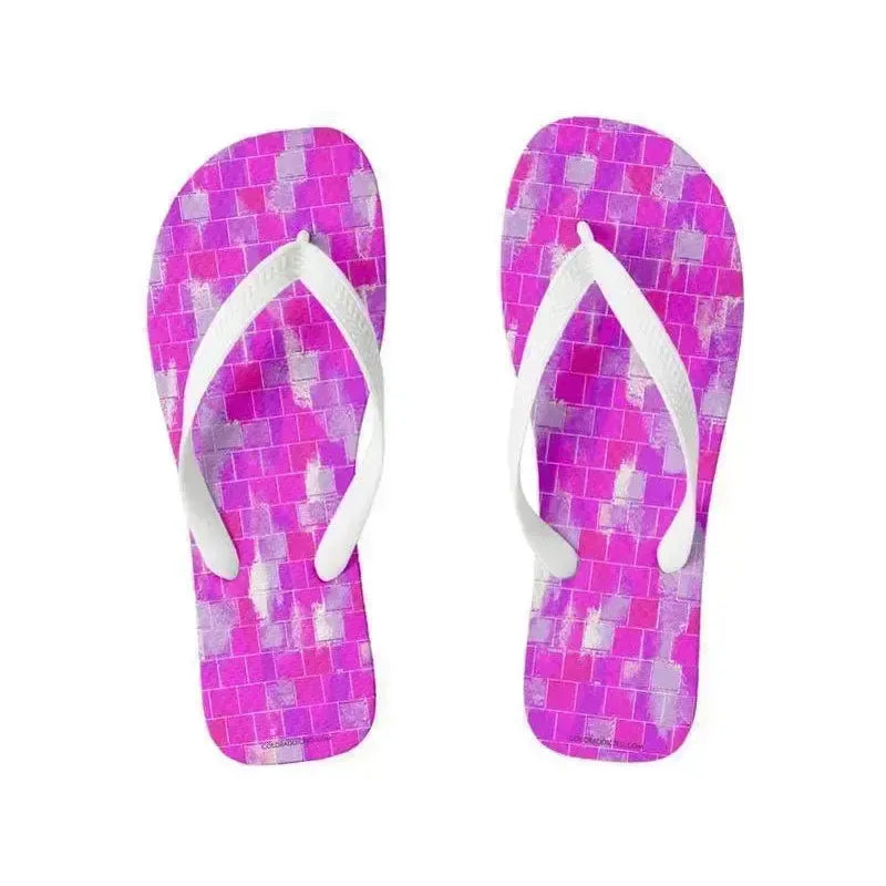 Flip Flops-BRICK WALL SMUDGED Wide-Strap Flip Flops-Purples & Violets & Fuchsias-from COLORADDICTED.COM-