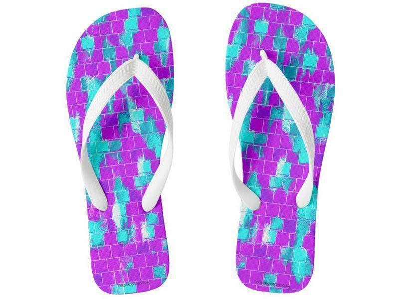 Flip Flops-BRICK WALL SMUDGED Wide-Strap Flip Flops-Purples &amp; Violets &amp; Turquoises-from COLORADDICTED.COM-