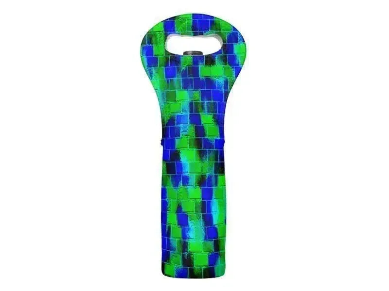 Wine Totes-BRICK WALL SMUDGED Wine Totes-Blues & Greens-from COLORADDICTED.COM-
