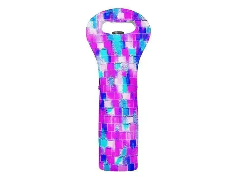 Wine Totes-BRICK WALL SMUDGED Wine Totes-Blues & Purples & Fuchsias & Pinks-from COLORADDICTED.COM-