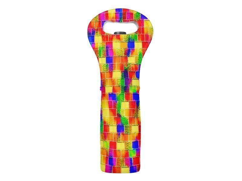 Wine Totes-BRICK WALL SMUDGED Wine Totes-Multicolor Bright-from COLORADDICTED.COM-