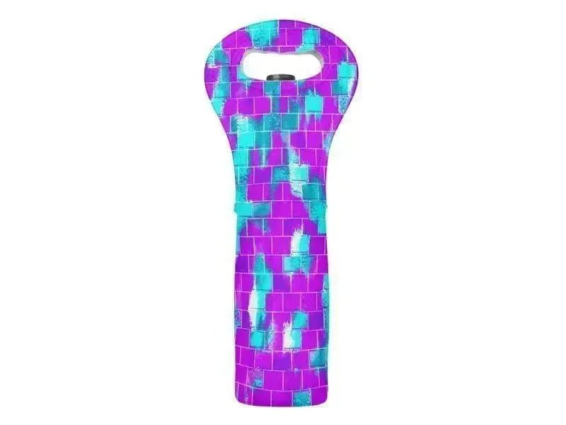 Wine Totes-BRICK WALL SMUDGED Wine Totes-Purples & Violets & Turquoises-from COLORADDICTED.COM-