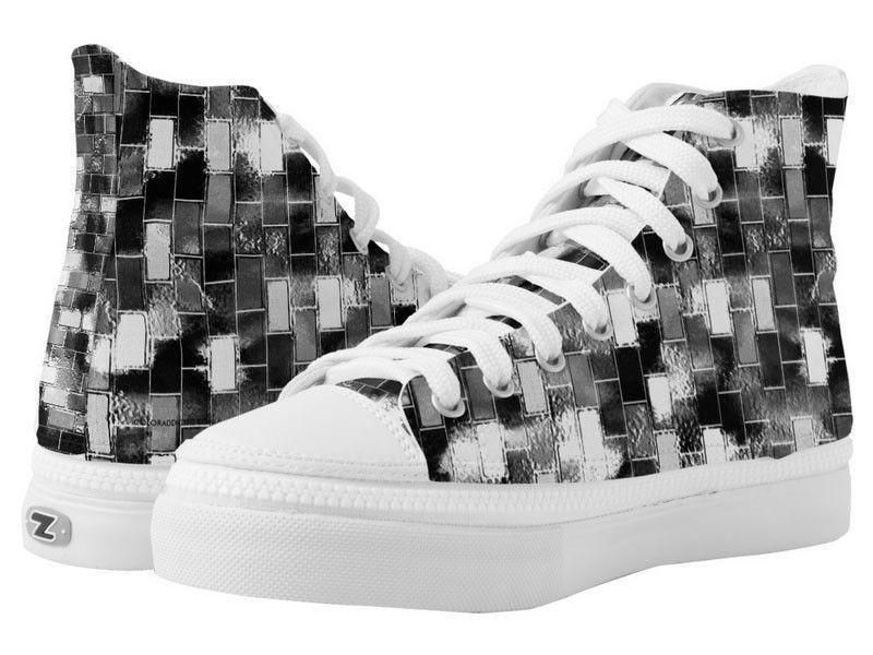 ZipZ High-Top Sneakers-BRICK WALL SMUDGED ZipZ High-Top Sneakers-Black &amp; Grays &amp; White-from COLORADDICTED.COM-