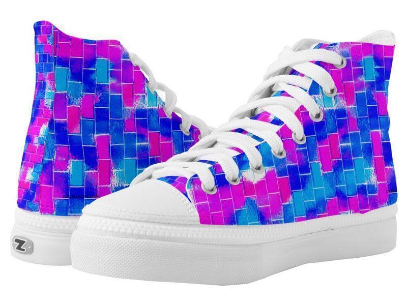 ZipZ High-Top Sneakers-BRICK WALL SMUDGED ZipZ High-Top Sneakers-Blues &amp; Fuchsias-from COLORADDICTED.COM-