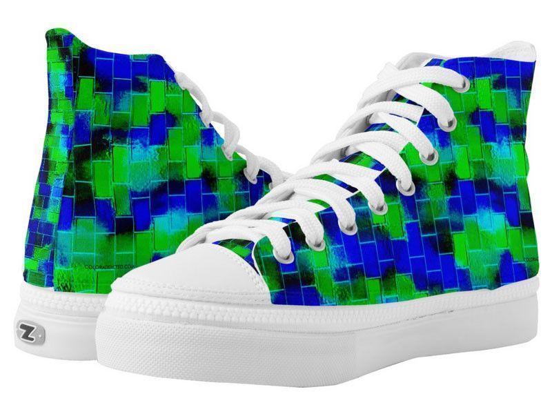 ZipZ High-Top Sneakers-BRICK WALL SMUDGED ZipZ High-Top Sneakers-Blues &amp; Greens-from COLORADDICTED.COM-