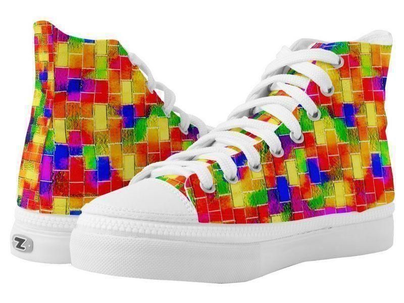 ZipZ High-Top Sneakers-BRICK WALL SMUDGED ZipZ High-Top Sneakers-Multicolor Bright-from COLORADDICTED.COM-