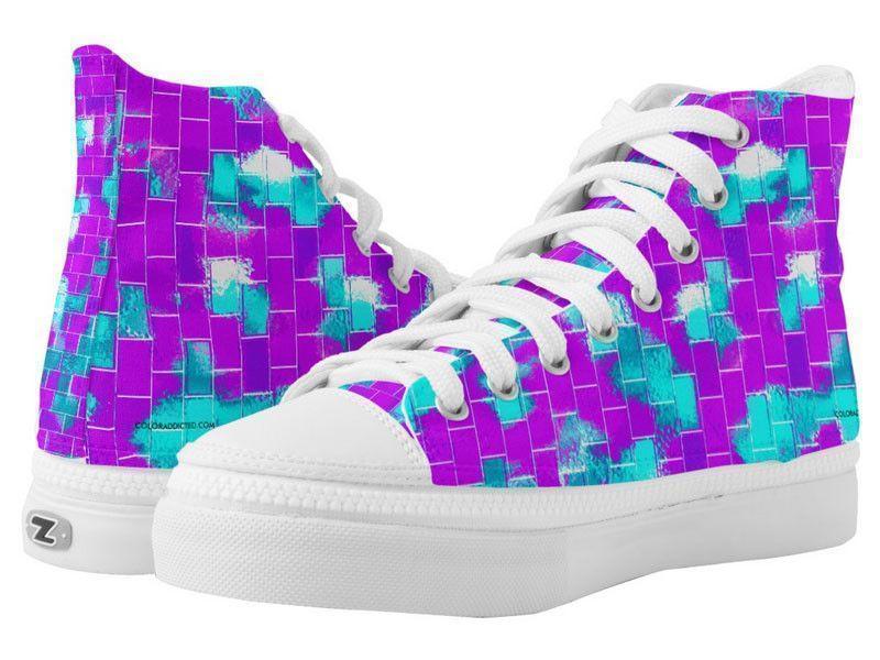 ZipZ High-Top Sneakers-BRICK WALL SMUDGED ZipZ High-Top Sneakers-Purples &amp; Violets &amp; Turquoises-from COLORADDICTED.COM-