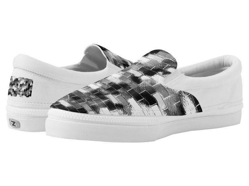 ZipZ Slip-On Sneakers-BRICK WALL SMUDGED ZipZ Slip-On Sneakers-Black &amp; Grays &amp; White-from COLORADDICTED.COM-