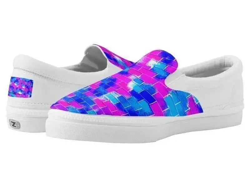 ZipZ Slip-On Sneakers-BRICK WALL SMUDGED ZipZ Slip-On Sneakers-Blues & Fuchsias-from COLORADDICTED.COM-