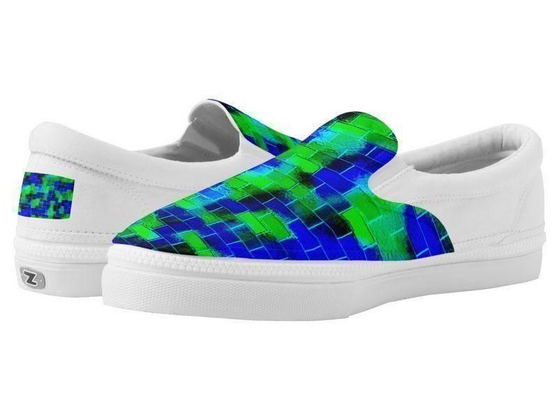 ZipZ Slip-On Sneakers-BRICK WALL SMUDGED ZipZ Slip-On Sneakers-Blues &amp; Greens-from COLORADDICTED.COM-