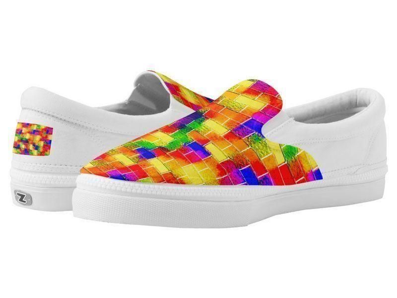 ZipZ Slip-On Sneakers-BRICK WALL SMUDGED ZipZ Slip-On Sneakers-Multicolor Bright-from COLORADDICTED.COM-