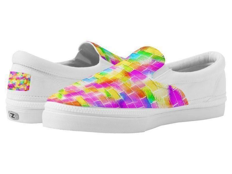 ZipZ Slip-On Sneakers-BRICK WALL SMUDGED ZipZ Slip-On Sneakers-Multicolor Light-from COLORADDICTED.COM-