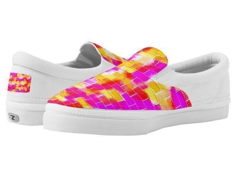ZipZ Slip-On Sneakers-BRICK WALL SMUDGED ZipZ Slip-On Sneakers-Reds &amp; Oranges &amp; Yellows &amp; Fuchsias-from COLORADDICTED.COM-