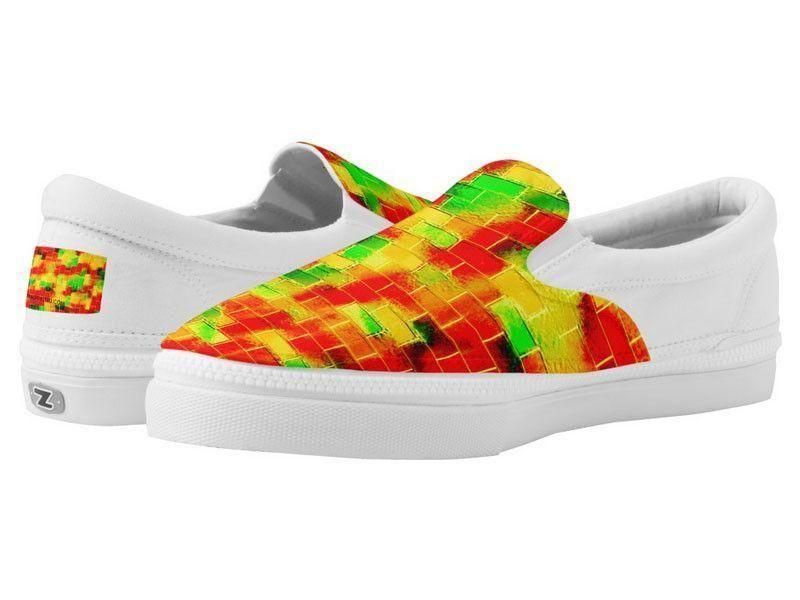 ZipZ Slip-On Sneakers-BRICK WALL SMUDGED ZipZ Slip-On Sneakers-Reds &amp; Oranges &amp; Yellows &amp; Greens-from COLORADDICTED.COM-